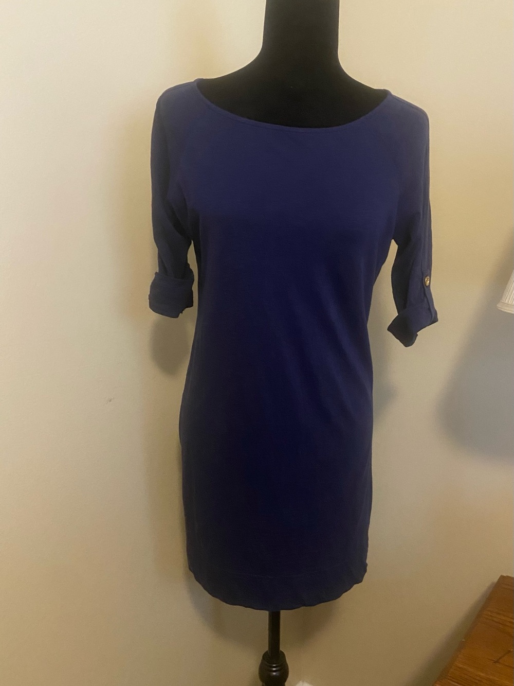 Lilly Pulitzer Navy Shift Dress with Roll-Tab Sleeves